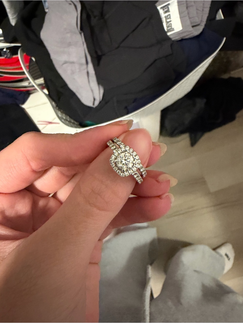 14k white gold bridal set, size 5.5